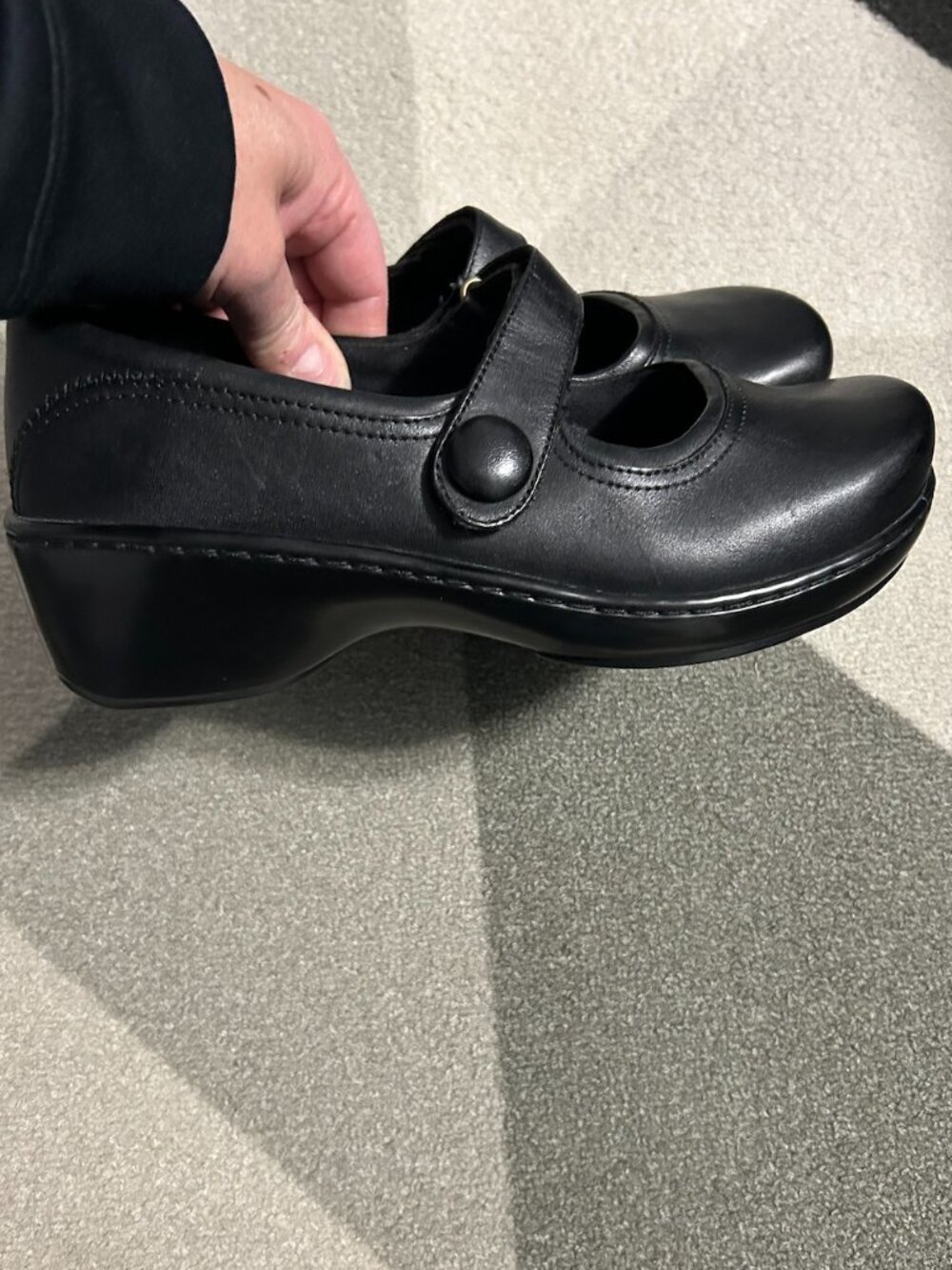 Klogs Bonaventure Ashley Black Leather Mary Jane Nursing Shoes Women's Size 9W